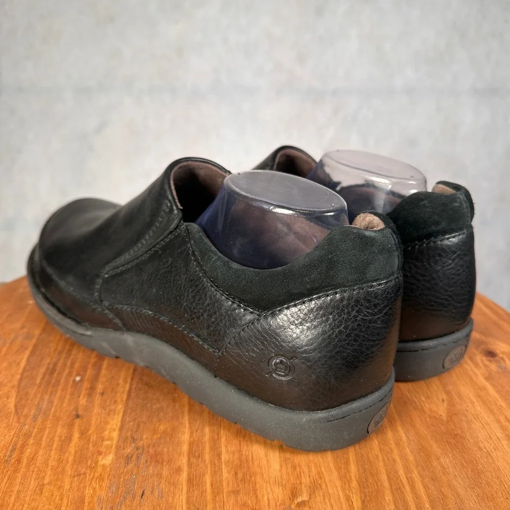 Born H48203 Slip On Loafers Mens 14 Black Good Leather Comfort Walking Shoes
